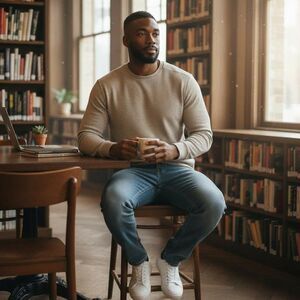 Member's Mark Double Knit Crew Neck LS Relaxed Fit Brown Mens Medium NWT